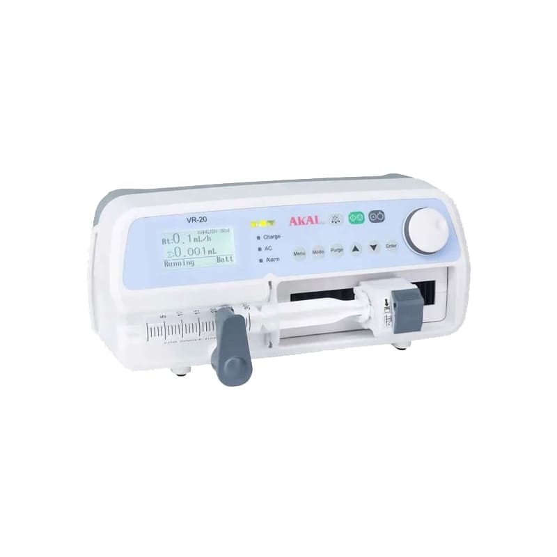 Syringe Pump (VR 20) Flow Rate(1500 ml/h) with Three modes Easy to Use Alarms Battery working for 7hr by AKAIMED