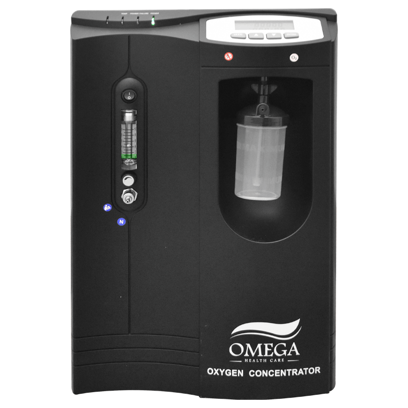 Omega Oxygen Concentrator 10 Liter LCD screen 24 hr stable continuous Operation built in nebulizer Working hours: up to 10,000hr Waterproof structure (Black)