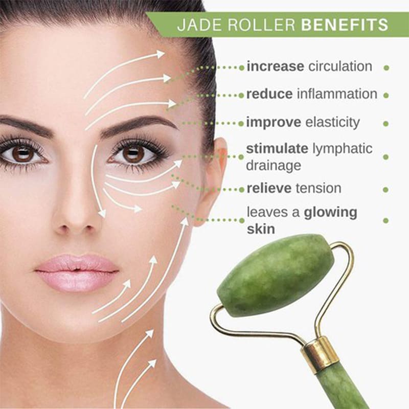 Butterfly Facial Massage Natural Jade Roller Double Head Jade Stone Anti Wrinkle, Skin care Green Colour