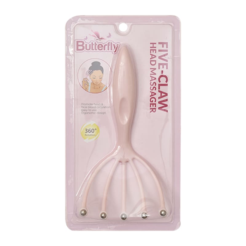 Butterfly Five Claw Head Massager For Relaxation & Enhance Blood Circulation Pink