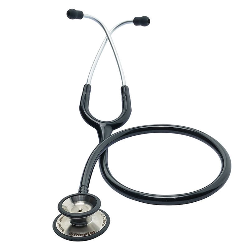 Stethoscope Duplex by Riester 2.0  Apple style with Stainless steel double chest piece (Black)