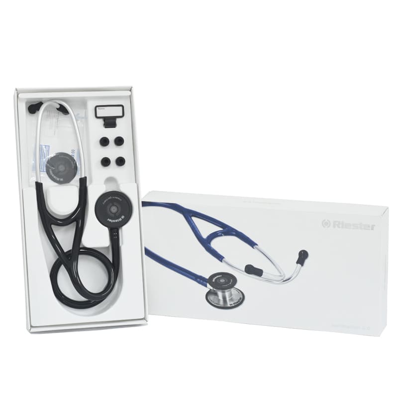 Riester Cardiophon 2.0 Stethoscope supplied with two pairs of replacement ear tips (Black)