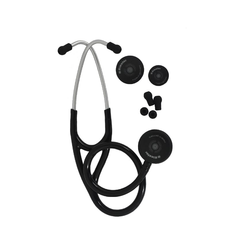 Riester Cardiophon 2.0 Stethoscope supplied with two pairs of replacement ear tips (Black)