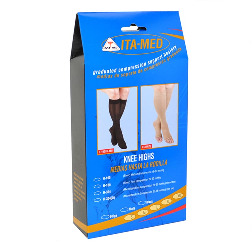 ITAMED Knee Highs (Unisex) Open Toe H 304(O) Firm (Microfiber) Compression 25 35mmhg