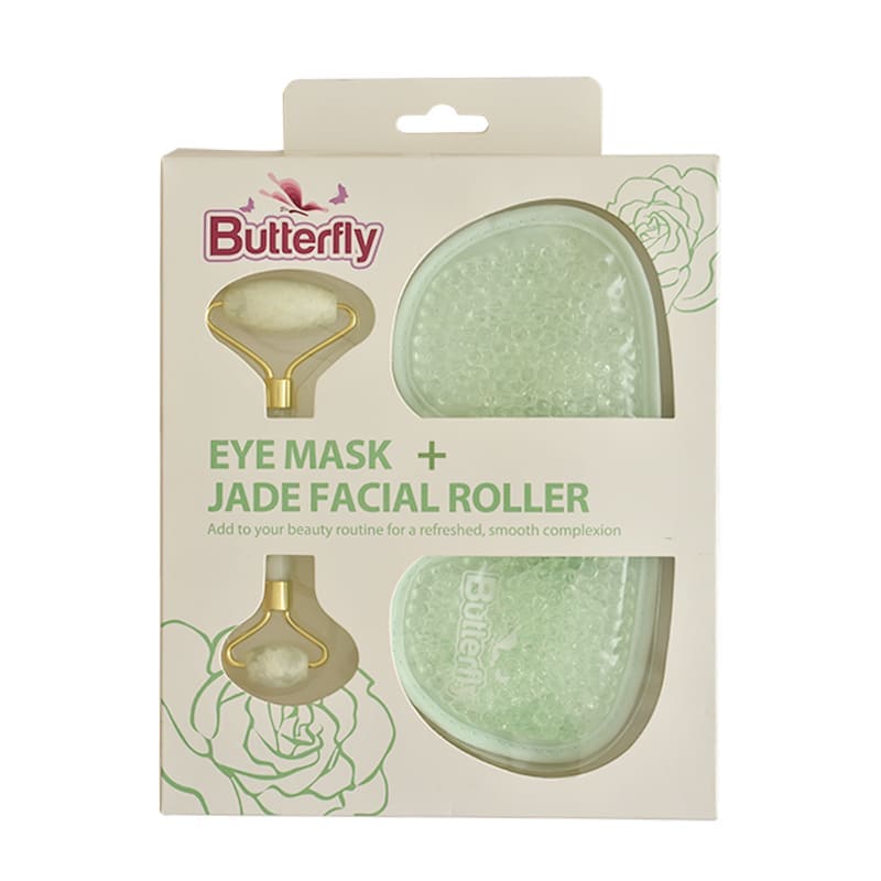 Hot/Cold Fragmental Gel Beads Eye Mask Therapeutic, Cosmetic  Double, Green + Jade Facial Roller