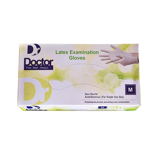 Latex Examination Gloves – 100 Pcs- powder-free (M Size) By Doctor