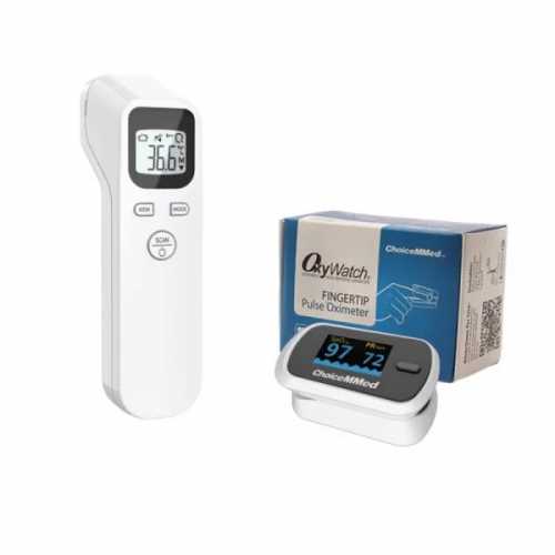 Offer (Forehead Digital Infrared Thermometer – by Le Medical + Finger Oxymeter – Blood Oxygen Saturation Monitor by ChoiceMMed – White)