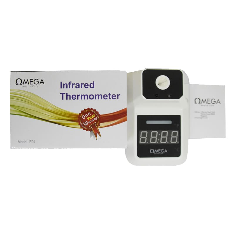 ترمومتر استاند اوميجا ديجيتال لقياس درجة الحرارة عن بعد بالأشعة تحت الحمراء أبيض