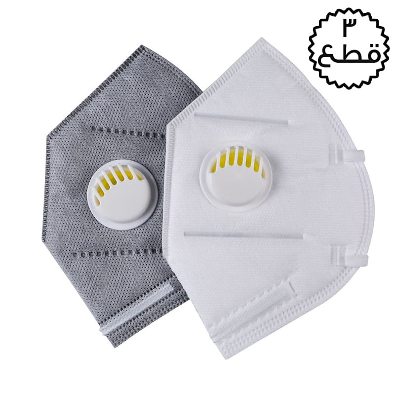 قناع وقائي كمامة KN95 بفلتر مدمج لسهولة التنفس وتنقية الهواء (3 قطع) من بانير لون ابيض