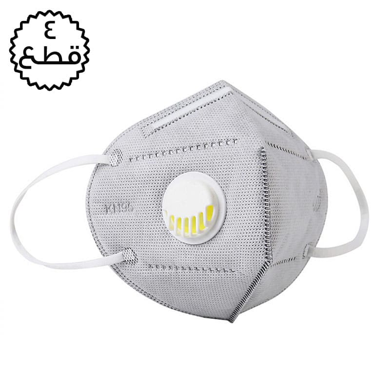 قناع وقائي كمامة KN95 بفلتر مدمج لسهولة التنفس وتنقية الهواء (4 قطع) من بانير لون رمادي